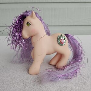 VTG G1 My Little Pony Princess Dawn Pink Purple Tinsel Mane Hasbro 1987